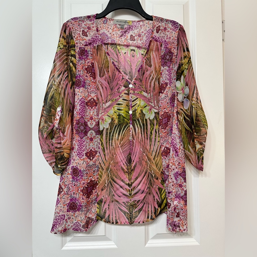 Bright Pink and Purple Relaxed Graphic Tunic
